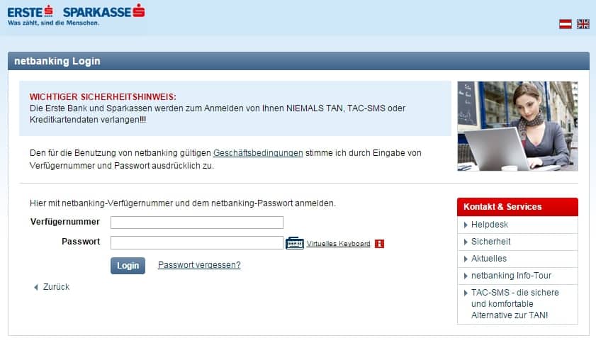 Netbanking der Erste Bank und Sparkasse - Bankkonditionen.at